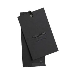 Custom Luxury Fashion Hang Tag Black Paper Tags with Twisting Strap