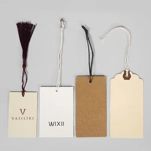 Art Paper Garment Accessories Apparel Label Hang Tags Matte White Emboss Hang Tag with String