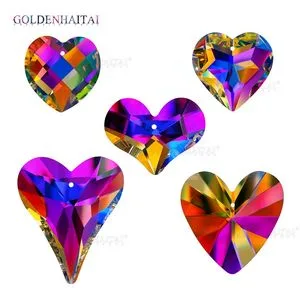 Ab Crystal Heart Shaped Suncatcher 42.45.52.55.68mm Hanging Pendant Beads for Jewelry Making and Dly Home Window Decor