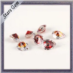 Pear Shape 6X8mm White and Garnet Mixed Color CZ Gemstone