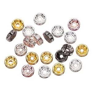 6mm Gold Rhinestone Rondelles Crystal Bead Loose Spacer Beads for DIY Jewelry Making Accessories