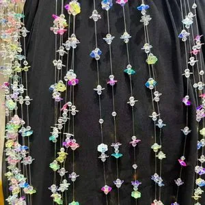 Rainbow Acrylic Flower Bead Curtain Colorful Crystal Garland for Wedding Backdrop, Party Decoration & Room Divider,Wholesale Iridescent Flower String Lights Acc