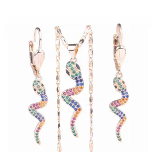 Fashion Design 18K Gold Plated Cubic Zircon Charm Jewelry Set