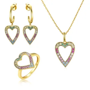 New Heart Fashion Trendy 925 Sterling Silver Jewelry Set