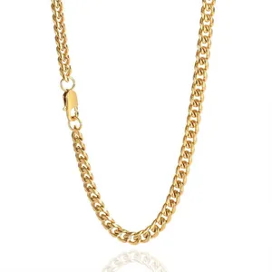 316L Stainless Steel Jewelry Cuban Chain Gold Plated Silver Plated Necklace