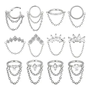 Wholesale Clickers Nose Ring Earring Implant Grade ASTM F136 Titanium Hinged Segment Ring Piercing Jewelry Ready to Ship
