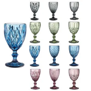 Vintage Embossed Wine Glasses Wedding Goblets Champagne Cup