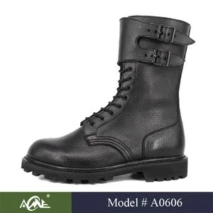 French Design Black Goodyear Buckle Style Combat Ranger Boots