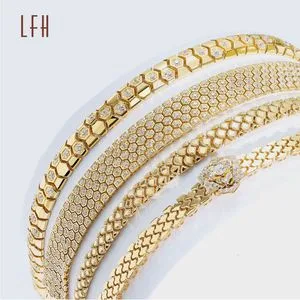 Miami Zircon Cuban Link Chain Link Chain Bracelet Real Gold Jewelry
