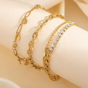 Fashion Stainless Steel Gold-Plated Women's Diamond Studded Bracelet Waterproof Daily Wear Women's Bracelet Gift