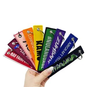 Custom Logo Personalized Embroidered Keyrings with Stylish Fabric Woven Keychain Design