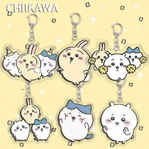 Anime Aesthetic Acrylic Keychain with Holographic Sparkle Effect Background