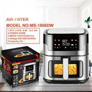Modern Style Square Shape Air Fryer Stainless Steel Touch Screen 13L Capacity for Household and Hotel Use