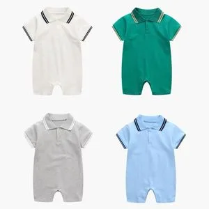 OEM Bamboo Toddler Infant Polo Children's Clothing Baby One-Piece Romper Cool Boys Bodysuit with Oeko-Tex