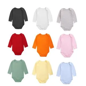 100% Cotton Long Sleeve Ready Baby Romper Solid Color Wholesale Stock
