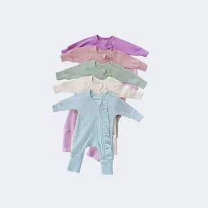 New Born 0-24 Months Bamboo Cotton Baby Bodysuit Solid Color Girl Baby Jumpsuit Nice Design Infant Zipper Footie Romper
