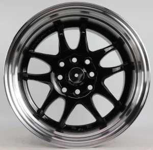 Gloss Black Polished Lip Forged Monobloc Car Rims, Deep Dish Multi-Spoke 15 Inch Aluminium Alloy Car Universal Hub, Aftermarket Wheel for BBS Passenger Vehicles