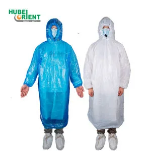 Disposable Wateproof PE Plastic Poncho Hooded Raincoat