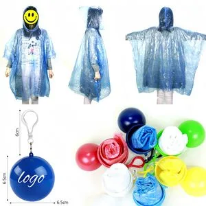 Custom Logo Promotional PE Rain Poncho Ball Disposable Waterproof Raincoat Packed in Ball for Events