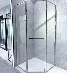 Minimalist Diamond Glass Shower Door with Polished Frame for Modern Bathrooms