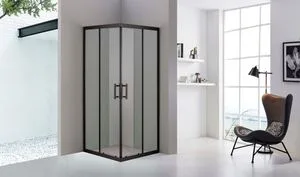 Black Sliding Simple Bathroom Shower Enclosure Tempered Transperant Glass (TL-834)
