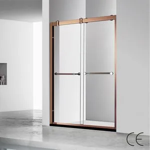 Modern Rose Golden Finished Frame Tempered Glass Double Sliding Bath Shower Door Shower Room Enclosure Bathroom Cabin