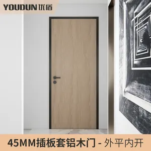 Modern Style 55mm Invisible Frameless Aluminum Wooden Doors Trending Soundproof Windproof Durable Safety Easy Installation