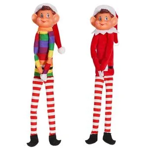 2024 New Christmas Long Nose Long Legs Elf Doll Sitting Bookshelf Decorations