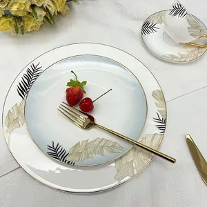Porcelain Dish Japanese Style Color Glazed Round Ceramic Dinner Plates Set Dinnerware