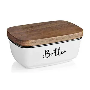 Modern Style Ceramic Butter Dish with Lid for Countertop Handmade Porcelain