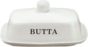 Unique Printing White Kitchenware Porcelain Butter Dish with Rabbit Lid