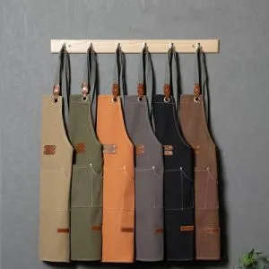Thicken Canvas Work Tool Aprons Kitchen Chef Apron with Pockets for Restaurant Coffee Shop Gardening
