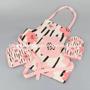 Custom Digital Printing Pink Flowers Cotton or Polyester Kitchen Apron