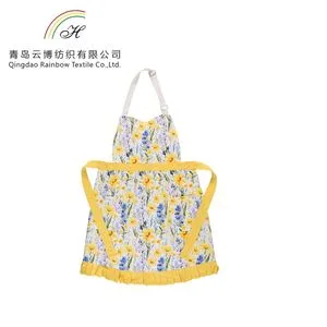 Custom 100%Cotton Yellow Flower Kitchen Uw Style Women's Apron