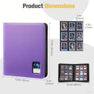 Best-Selling Waterproof PU Large Nine-Slot Card Holder with Card Clips. 324 Cards, 35PT Hard Material
