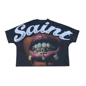 Men's Custom Blank Streetwear Oversized Tshirt 100%Cotton High Quality Boxy Cropped T-Shirt