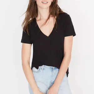 Women Casual Eco-Friendly Solid V-Neck T-Shirt Breathable Lightweight