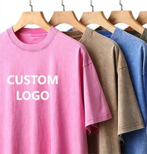 Vintage Cotton T-Shirts Men Acid Washed Oversize Short O-Neck Blank Tshirt