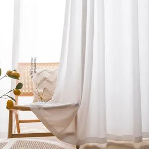 Shaoxing 100% Polyester Voile Curtain Fabric Cortina De Ventana, Modern Decoration Sheer Window Curtain for Home