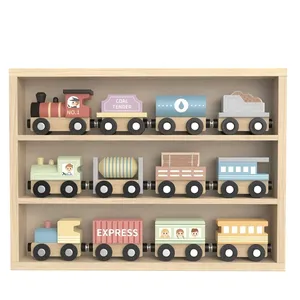Children Educational Play Train Track Baby Montessori Wooden Train Set Kids Train Toy