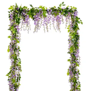 Artificial Flowers Garland 4 PCS Artificial Wisteria Vine Silk Hanging Flower