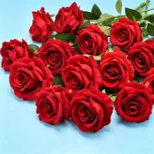 Source Factory Velvet Rose Artificial Flower Single Rose Bud Wedding Decoration Valentine's Day Gift Wholesale