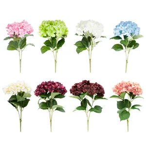 Silk Fabric Artificial Hydrangea Bouquets, Fake Flowers for Home Decoration