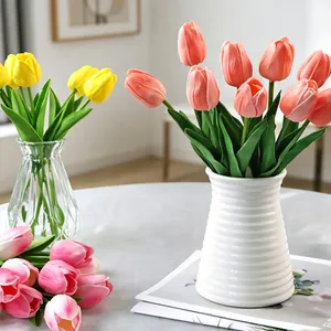 Factory Direct Sales Tulip Artificial Flower Artificial Tulip Fake Flower Festive Decoration Photography Props Wholesale