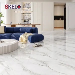 Легкая роскошь 600X1200mm Skelo 6.0 Супер белая полностью гладкая глазурованная фарфоровая керамическая плитка под мрамор для жилых помещений