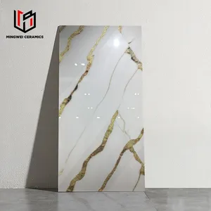 60× 120 Белая керамическая фарфоровая плитка для пола в гостиной с мраморным эффектом