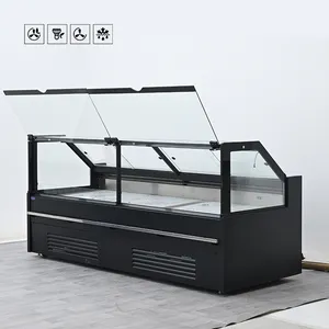 Plug-in Supermarket Environmental Friendly Display Refrigerator Right Angle Glass Deli Showcase Restaurant LED Light Meat Fridge