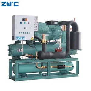 Zyc Water Cooled Semi-Hermetic Reciprocating Refrigeration Compressor Condensing Unit for Cold Storage Room Walk in Freezer with Control Panel
