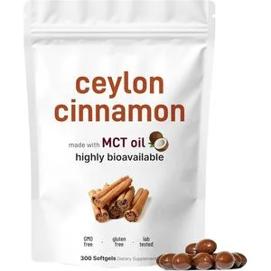 OEM Private Label Ceylon Cinnamon Softgels 7200mg Equivalent with Mct Oil, Non-GMO, Gluten Free, Highly Bioavailable & Easy to Swallow - 300 Softgels