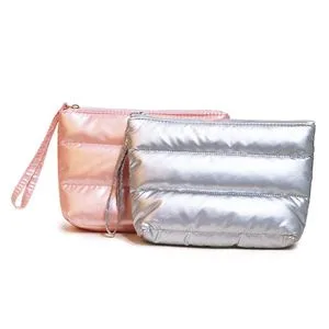 Soft Makeup Pouch Puffy Evening Toiletry Bag Quilted Down Cloth Cosmetics Bag